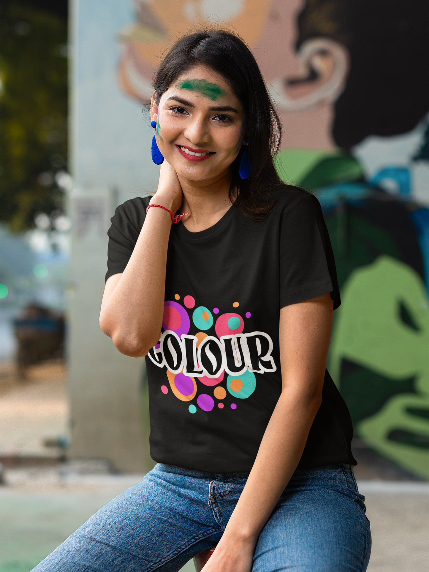 Graphic Printed Black Holi Unisex Regular fit T-Shirt – Comfortable & Stylish Festive Wear
