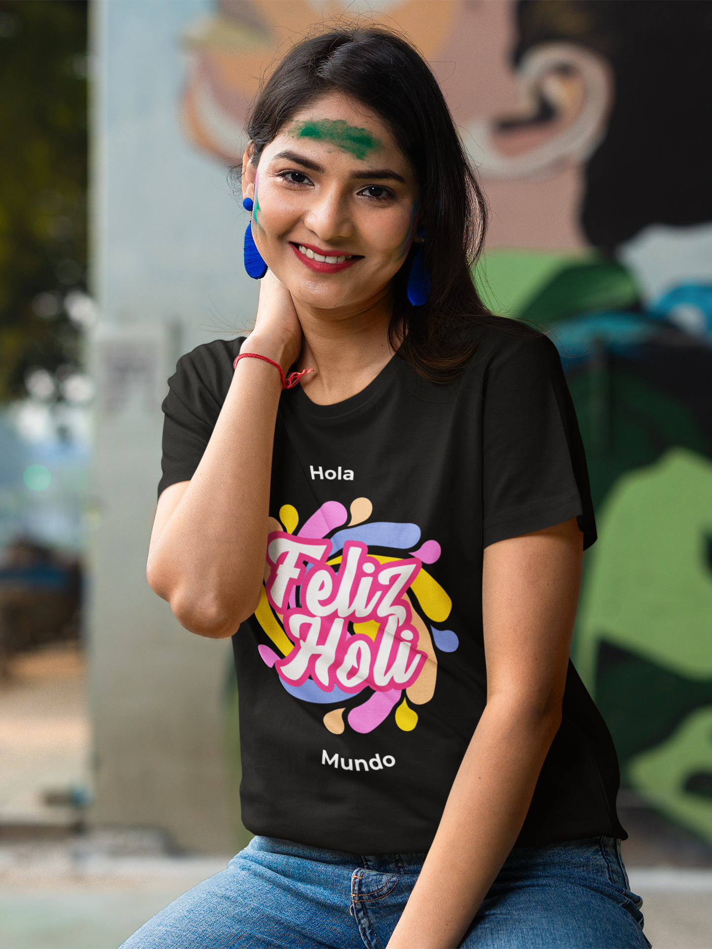 Graphic Printed Black Holi Unisex Regular fit T-Shirt – Comfortable & Stylish Festive Wear