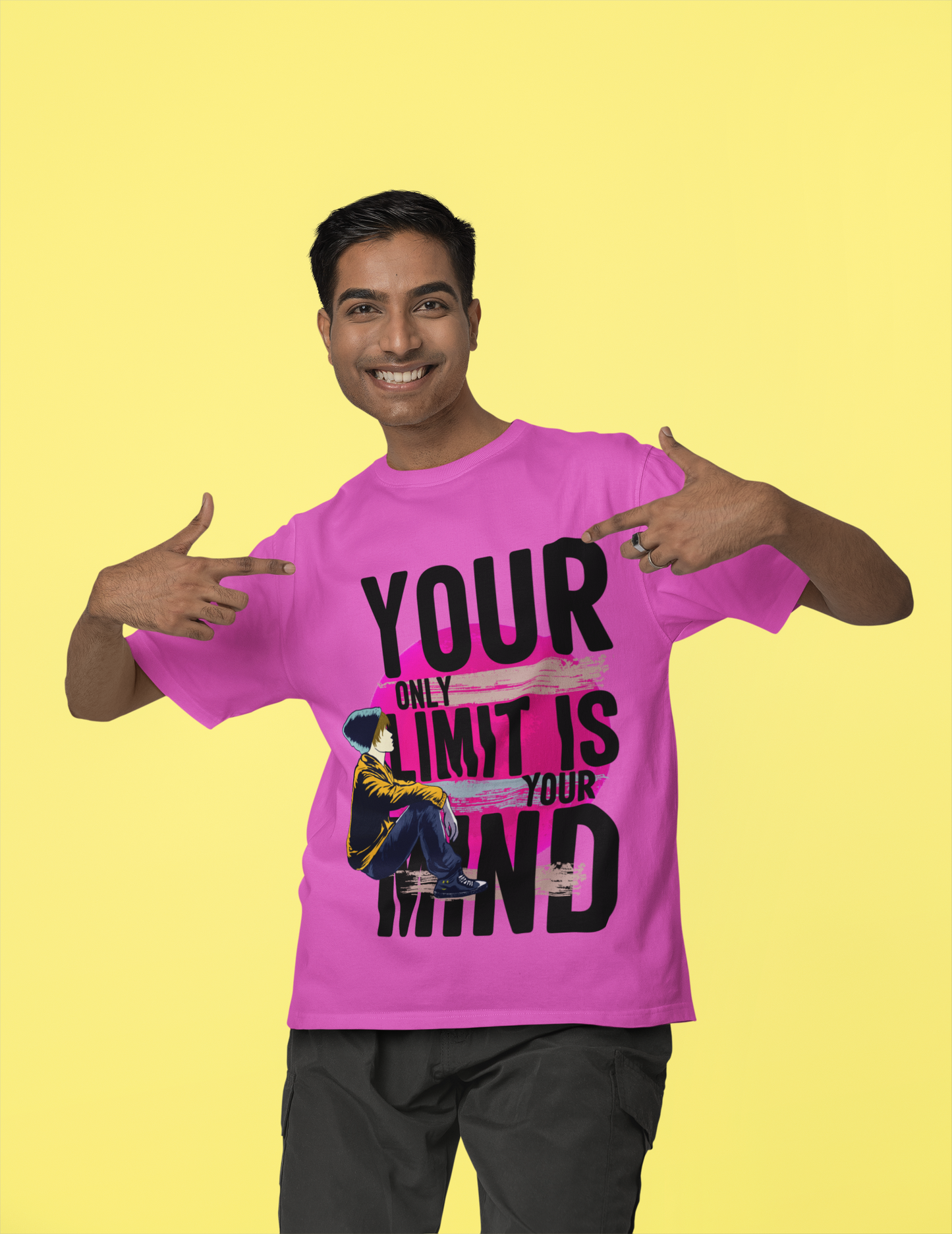 Your Only Limit Is Your Mind  Motivation Stylish Minimalist Unisex Black Oversized T-Shirt
