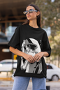 Anime One Piece Portgas D. Ace Printed Black Oversized Unisex T-Shirt