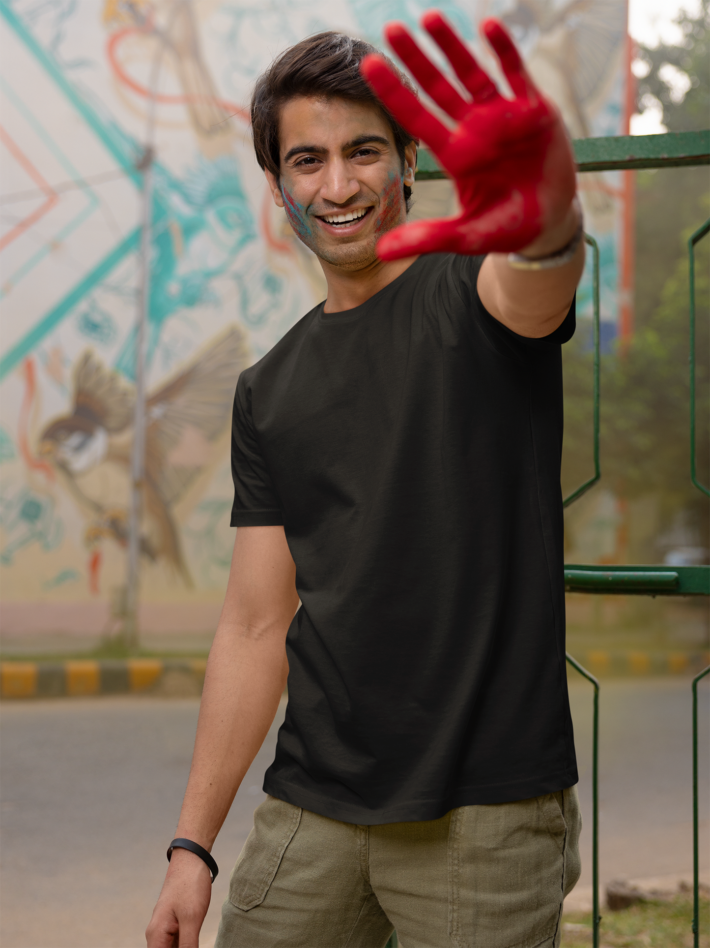 Classic Black Holi Unisex Regularfit T-Shirt – Comfortable & Stylish Festive Wear