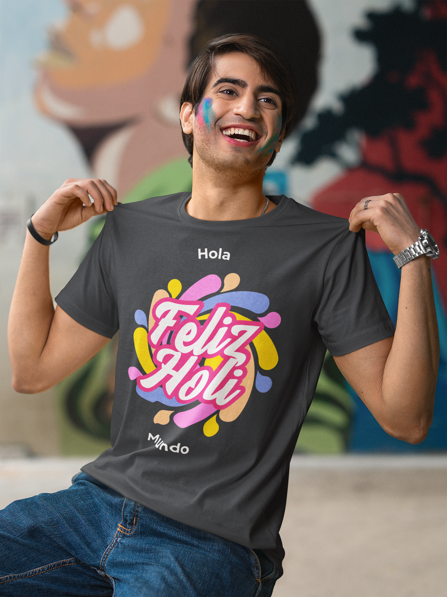 Graphic Printed Onyx Holi Unisex Regular fit T-Shirt – Comfortable & Stylish Festive Wear
